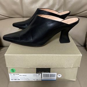 Black leather mules size 38 (US 7 1/2) by Nila & Nila